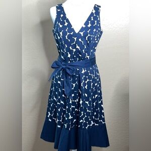 Nine West Women’s Blue Polka Dot Sleeveless Dress